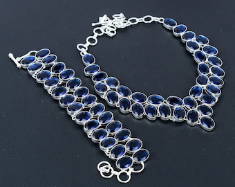Amethyst Necklace and Bracelet Set: Sterling Silver Purple Gemstone Jewelry