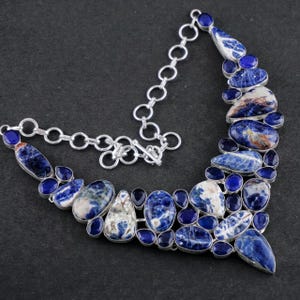 Sodalite Necklace – Genuine Blue Gemstone Pendant in Sterling Silver – Healing Crystal Jewelry for Clarity, Intuition & Inner Peace