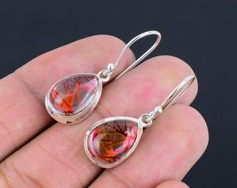 Handgemachte Sterling Silber Rutilquarz Tropfen Ohrringe | Heilender Kristallschmuck