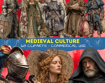Medieval Culture Clipart – Realistic Medieval People, High Quality Historical Characters, Historical Scrapbooking PNG