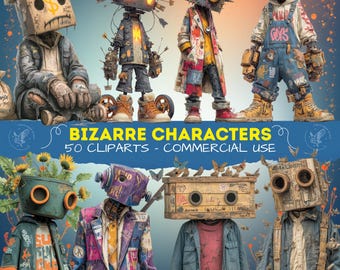 Bizarre Character Cliparts: Quirky Mixed Media PNG Images (Commercial Use)