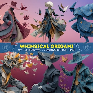 Whimsical Origami Creatures | Unique and Bizarre Clipart Pack | Fun for Classrooms & Scrapbooks