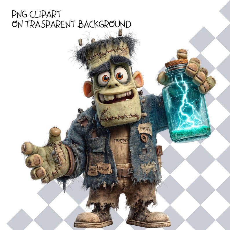 Frankenstein Clipart Set, Cute Cartoon Monster for Halloween ...