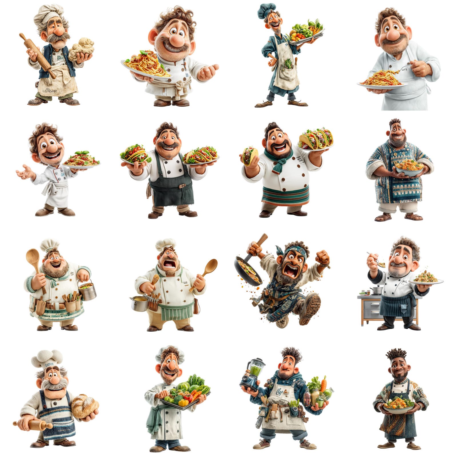 Funny Chef Guys Clipart, Funny Cartoon Chefs, Cooking Characters for ...