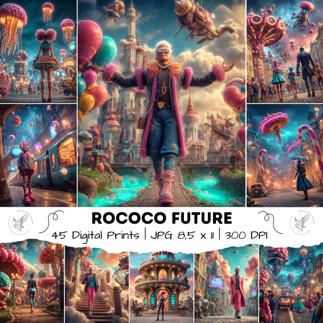 45 Surreal Futuristic Wall Art, Neon Rococo Fantasy, Neon Bizarre ...
