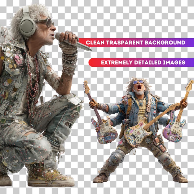 Old Rocker Cliparts – Funny Whimsical Senior Musician PNG Images ...