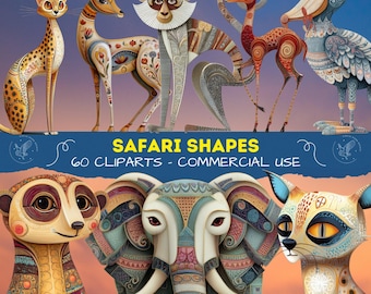 Imágenes prediseñadas de animales de safari africano - Lindos PNG de vida salvaje de la jungla - PNG de safari para manualidades e impresiones - PNG transparente para scrapbooking 300 DPI