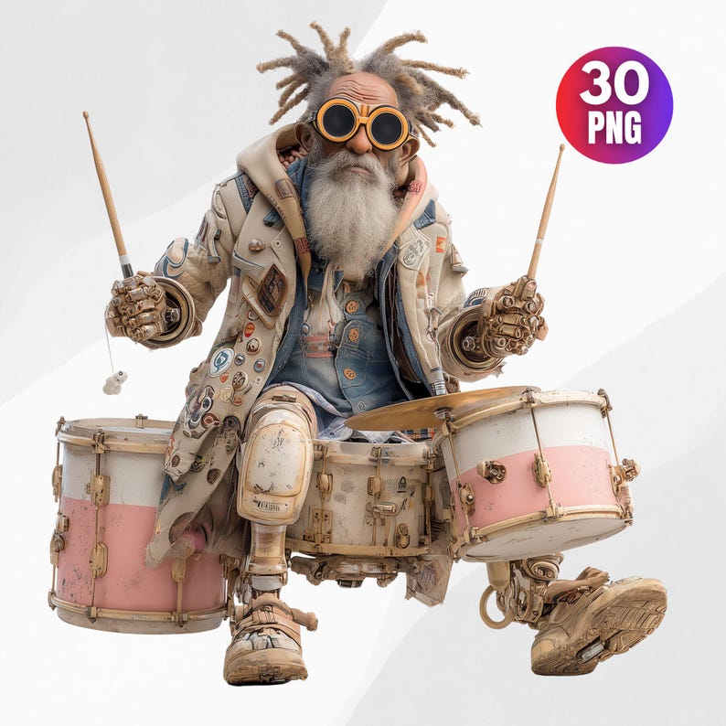 Old Rocker Cliparts – Funny Whimsical Senior Musician PNG Images ...