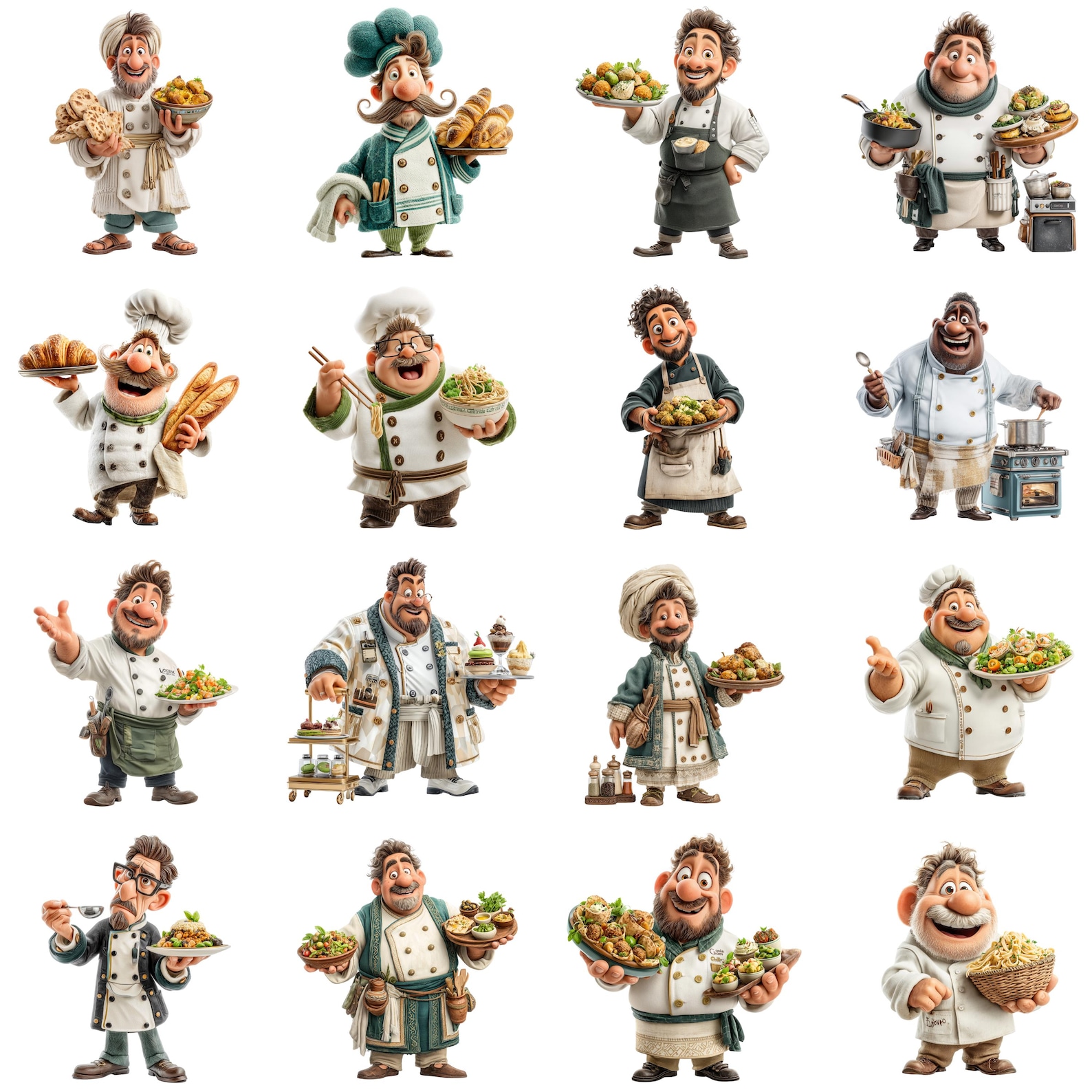 Funny Chef Guys Clipart, Funny Cartoon Chefs, Cooking Characters for ...