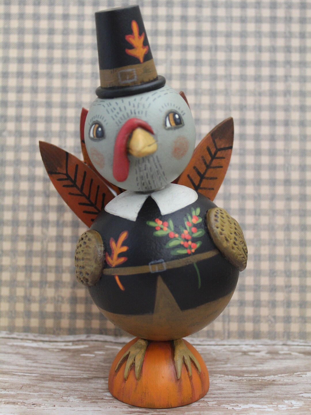 THANKSGIVING TURKEY Figurine/thanksgiving Folk Art/holiday Etsy