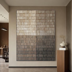 Large Brown Textured Abstract Canvas Art: 3D Neutral Painting