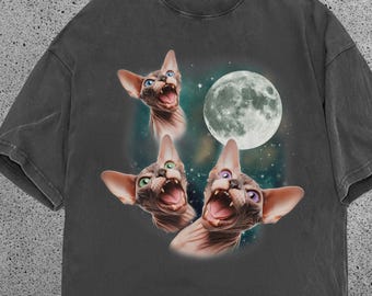 Sphynx Cat Comfort Colors Shirt, Funny Hairless Cat Moon Graphic Tee, Cute Sphynx Cat Lover Shirt, Unique Cat Mom Gift, Gift for Her Tee