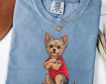 Yorkie Mom Shirt Comfort Colors Tee, Cute Dog Lover Gift for Her, I Love Mom Puppy Shirt, Yorkshire Terrier Graphic T Shirt