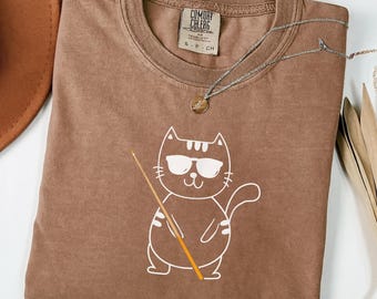 Funny Cat Pool Shirt Billiards Cat Tee, Cute Pool Player Shirt, Comfort Colors Shirt, Cat Lover Gift for Her Billiards Tee