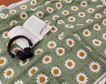 Crochet Daisy Granny Square Blanket Pattern: PDF Download