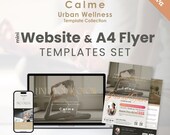 Wellness Studio Website & A4 Flyer Template Set for Canva|Calme Template Collection (Download)