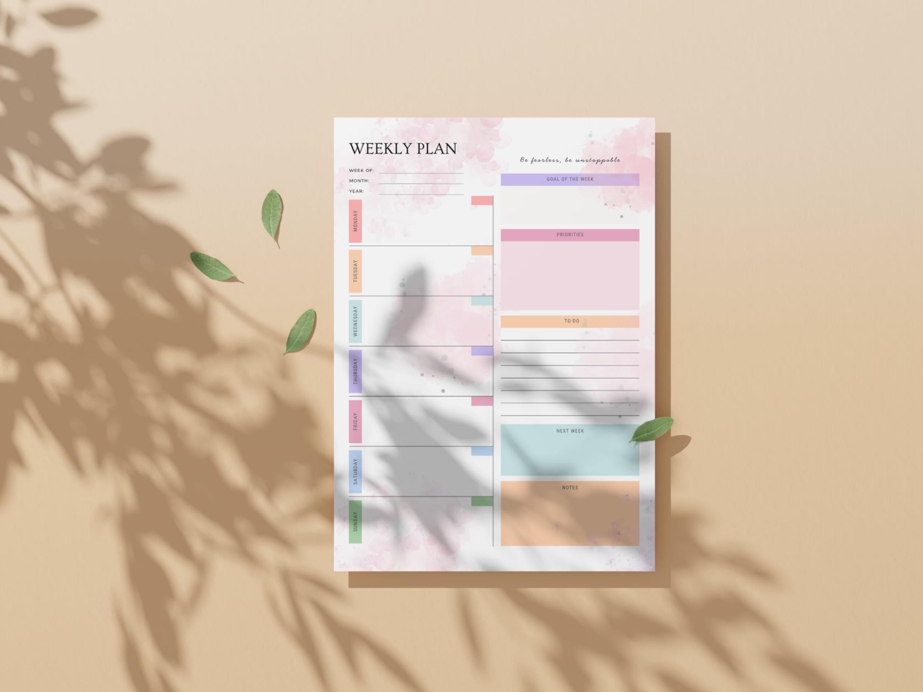 Digital Floral Weekly Planner | Printable & Fillable PDF - Etsy
