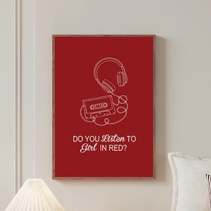 Póster de Chica de Rojo, arte de casete para amantes de la música (descarga digital)
