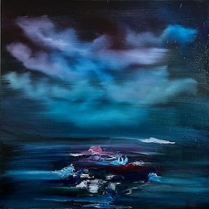 Mares tempestuosos, pintura al óleo original sobre lienzo