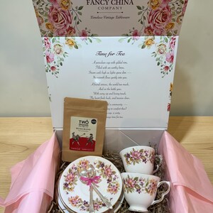 Vintage Colclough Honeysuckle Bone China Tea Set, 2 Trios, Silver Spoons, Tea Box