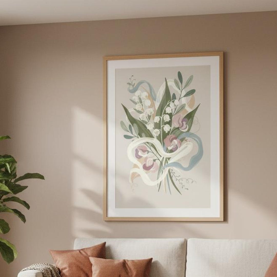 Romantic Floral Wall Art Print | Soft Pastel Botanical Poster for ...