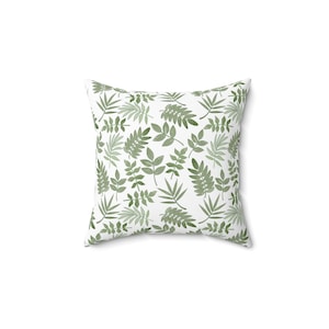 Green Botanical Print Pillow, Modern Home Décor, Tropical Cushion, Nature Inspired Gift, Plant Lover Accent