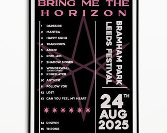 Bring Me the Horizon Leeds Festival Setlist Print: Indie Music