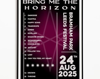 Bring Me the Horizon Leeds Festival Setlist Print: Indie Music