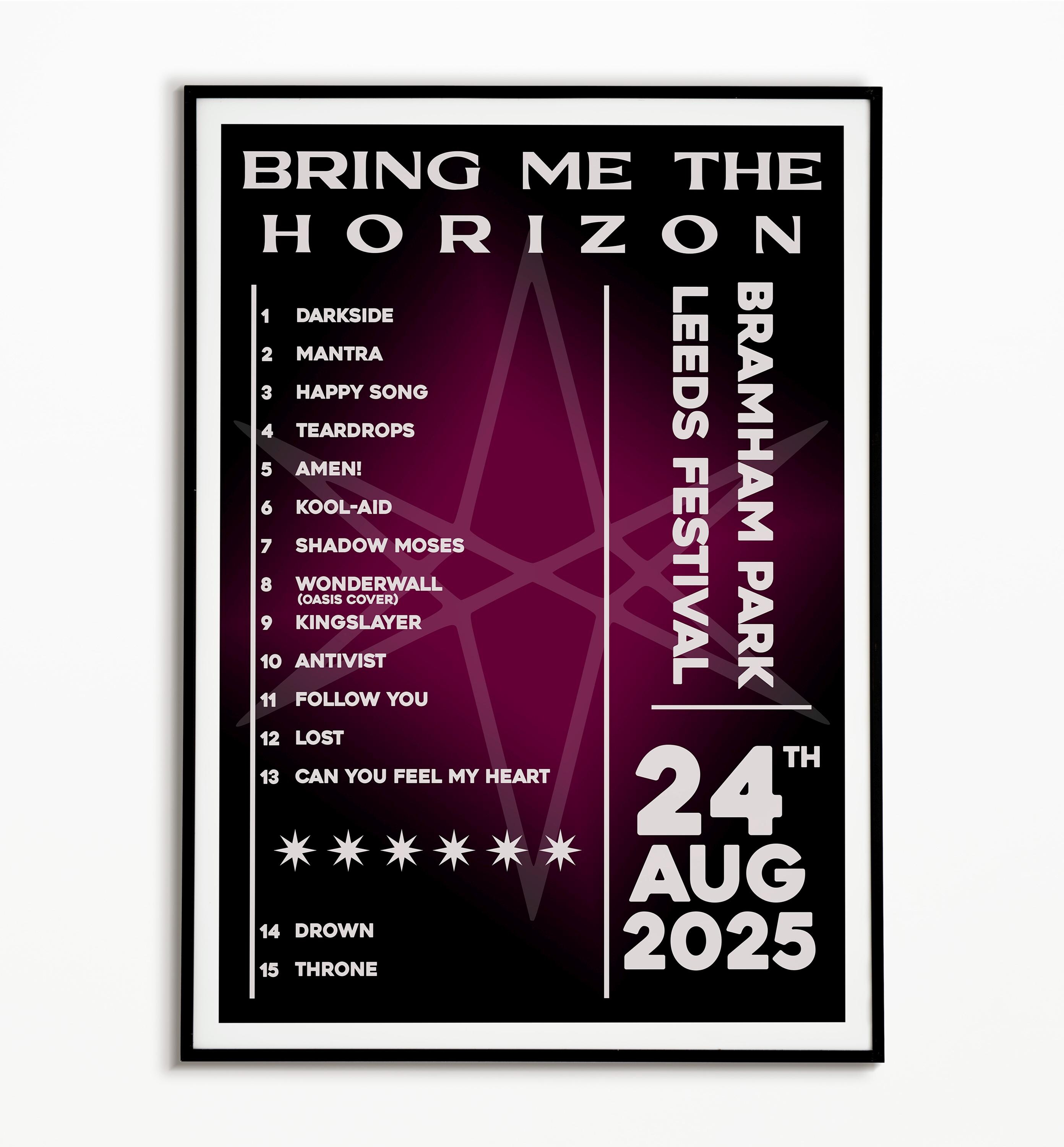 Bring Me the Horizon Leeds Festival Setlist Print: Indie Music