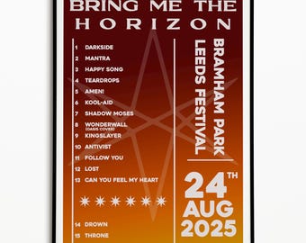 Bring Me the Horizon Leeds Festival Setlist Print: Indie Music