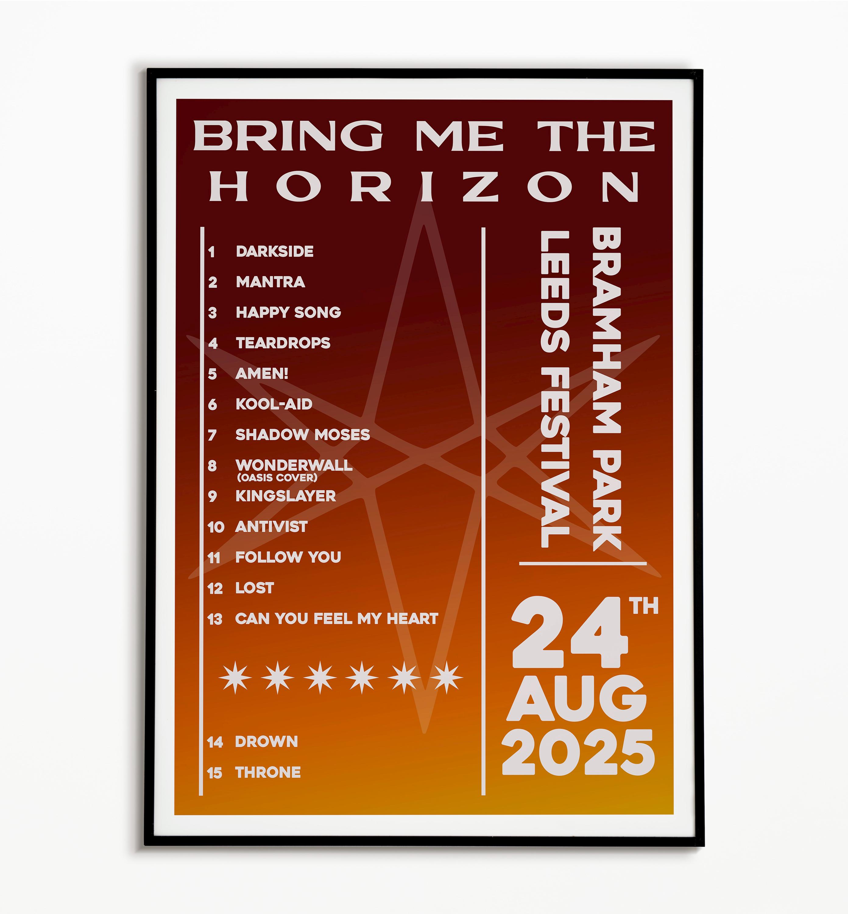 Bring Me the Horizon Leeds Festival Setlist Print: Indie Music