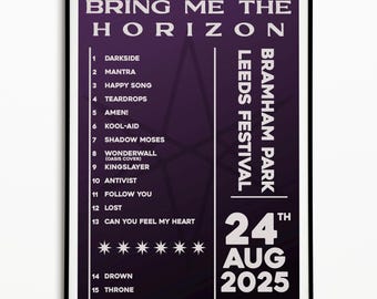 Bring Me the Horizon Leeds Festival Setlist Print: Indie Music