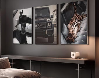 Vintage fashion poster set of 3 prints luxury printable wall art fashion designer posters hypebeast room decor european summer travel prints