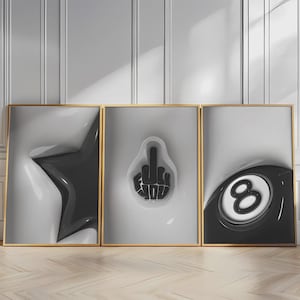 HypeBeast Room Decor, Cool Wall Art Set, DIGITAL DOWNLOAD, 3D Wall Art Bundle, HypeBeast Wall Art, Trendy Wall Art, Gift for him, set of 3