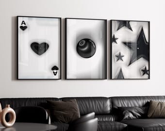 Set med 3 HypeBeast rumsdekor, Hypebast kaws-affisch, cool väggkonst-set, 3D-väggkonstpaket, HypeBeast-väggkonst, trendig väggkonst,