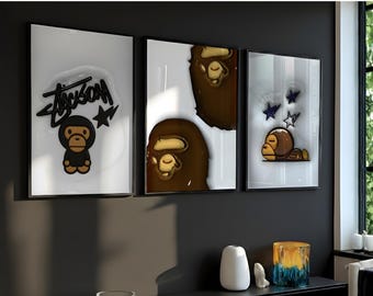 Set of 3 KAWS Inspired Posters, Hypebeast Room Decor (Digital Download)