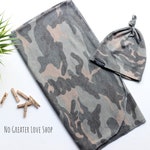 Camo Swaddle Blanket and Knotted Beanie Set - Newborn Swaddle - Newborn Set - Camo Beanie - All Profits to Missions