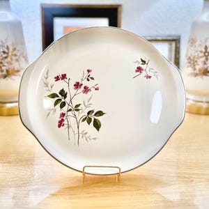 Vintage Universal Pottery Ballerina Cherry Blossom Handled Cake Plate Platter - Mid-Century MidMod MCM 1934-1955