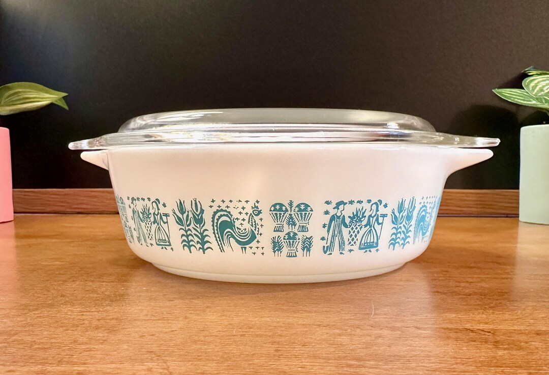 Vintage Pyrex Butterprint Turquoise 1-pint Casserole With Lid: Mid ...
