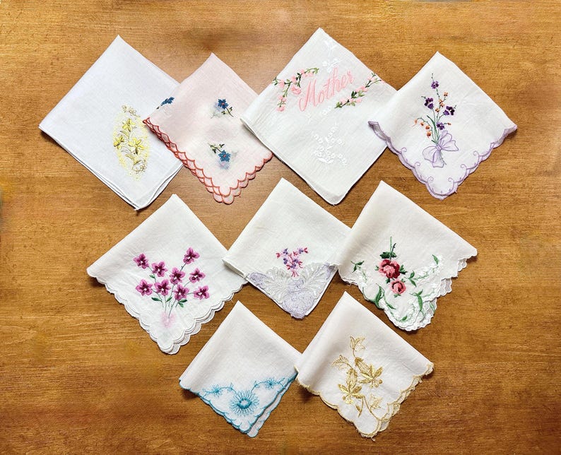 Vintage Linen Handkerchiefs Hankies - Sold by the Each - Mid-century ...