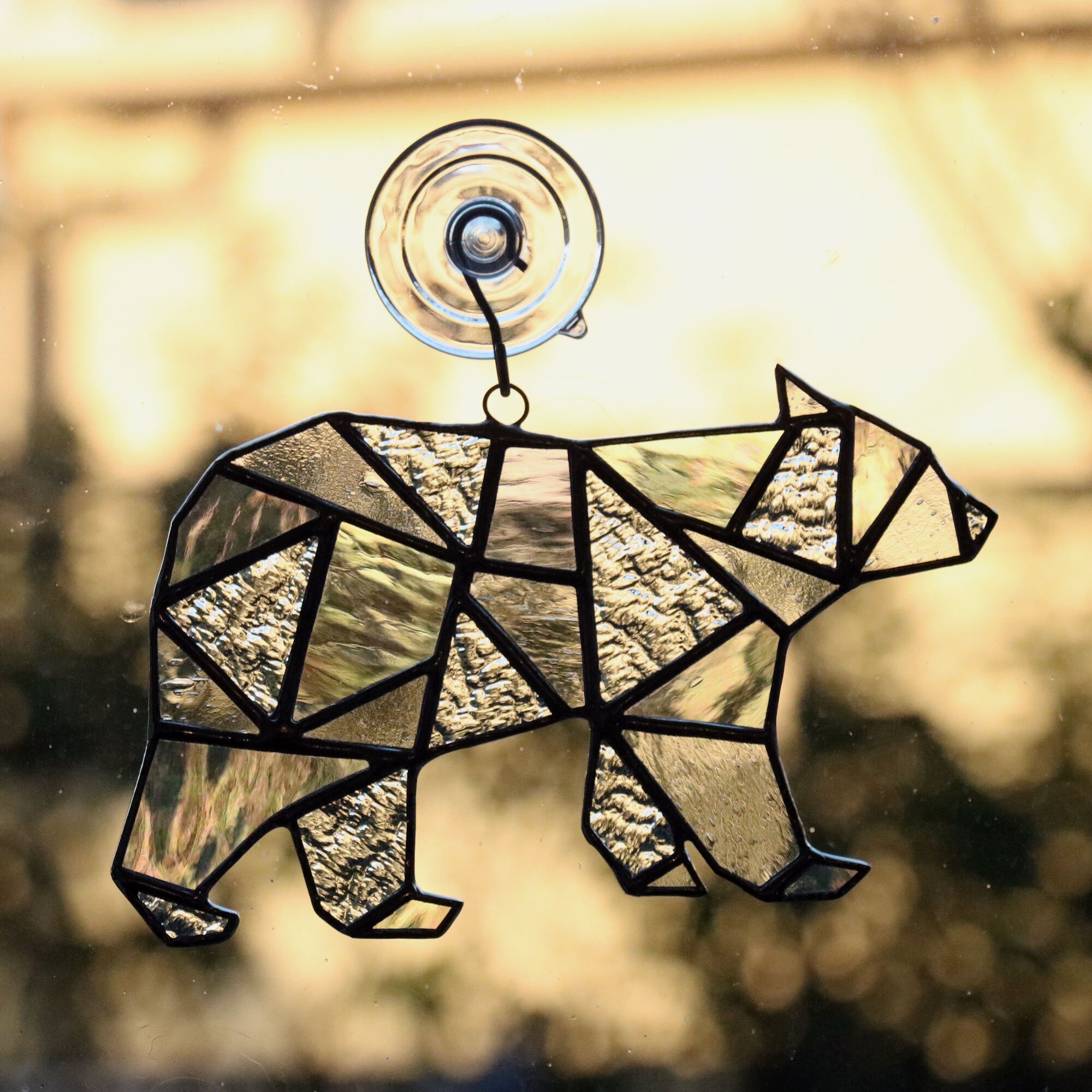 Polar Bear Stained Glass Suncatcher Geometric Art Geometric Etsy Canada