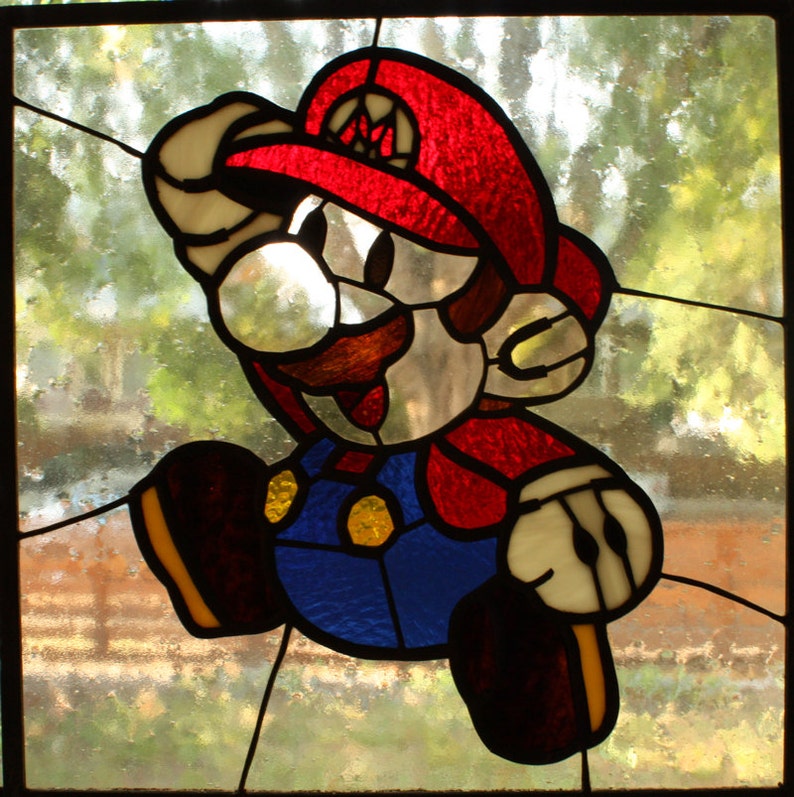 Paper Mario Stained Glass Window Video Game Glass Nerd Etsy