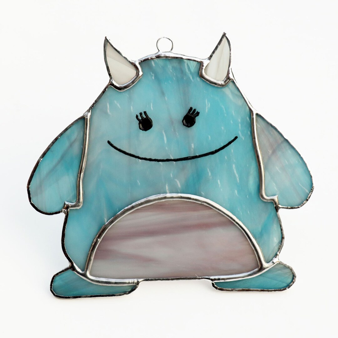 Copy Monster Pattern Glass Blue Monster Stained Glass Janet Monster Kawaii Monster Art - Etsy