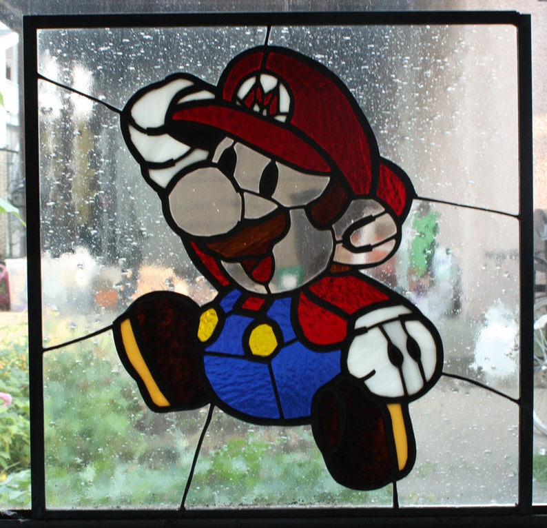 Paper Mario Stained Glass Window Video Game Glass Nerd Etsy