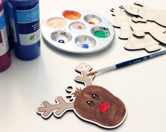 Laser Cut Reindeer Ornament, Laser Cut Christmas Reindeer, Paintable Reindeer Ornament, Kids Christmas Craft