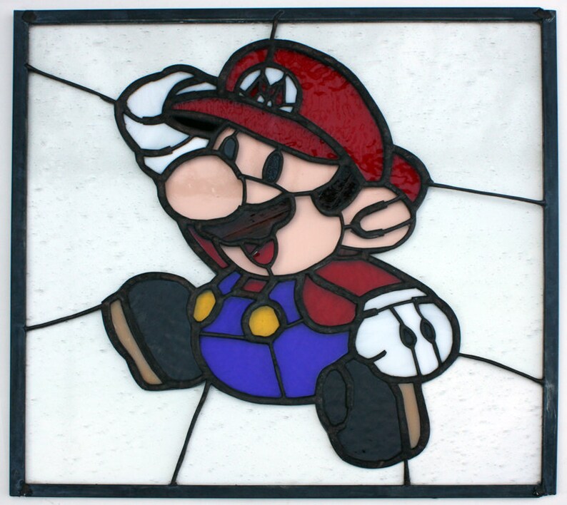 Paper Mario Stained Glass Window Video Game Glass Nerd Etsy