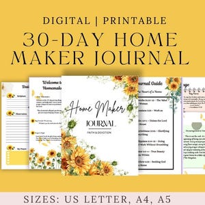 Christian Mom's Devotional Journal: Sunflower Bliss | Instant Download