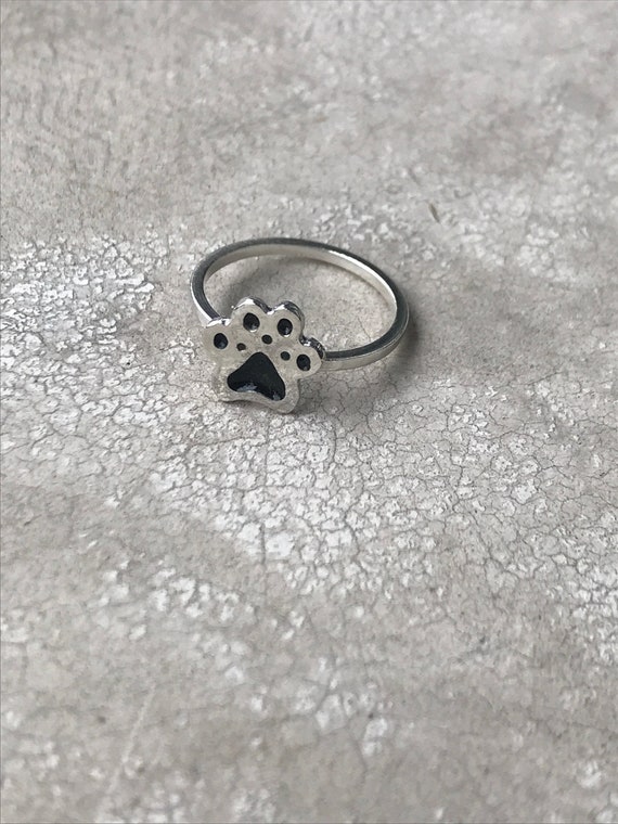 Anillo huella perro plata anillo esmaltado negro con marca de perro joyeria animal Etsy Espana