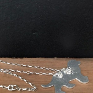 silver dog pendant, sterling silver vitreous enamel dog necklace, black gray green dog image 3