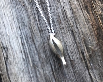 Unique silver present, cast silver pendant, silver seeds, nature lover gift